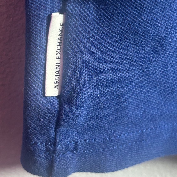 AX Armani Exchange Mens Blue Polo Shirt Short Sleeve Embroidered Logo Size S - Picture 4 of 8